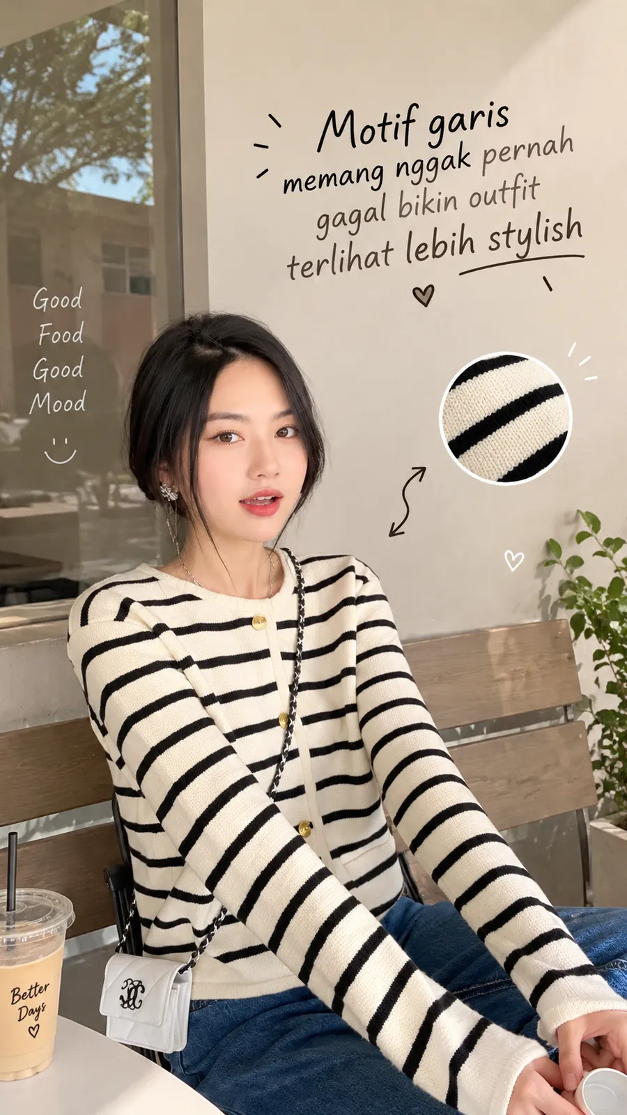 Cardigan wanita rajut stripe