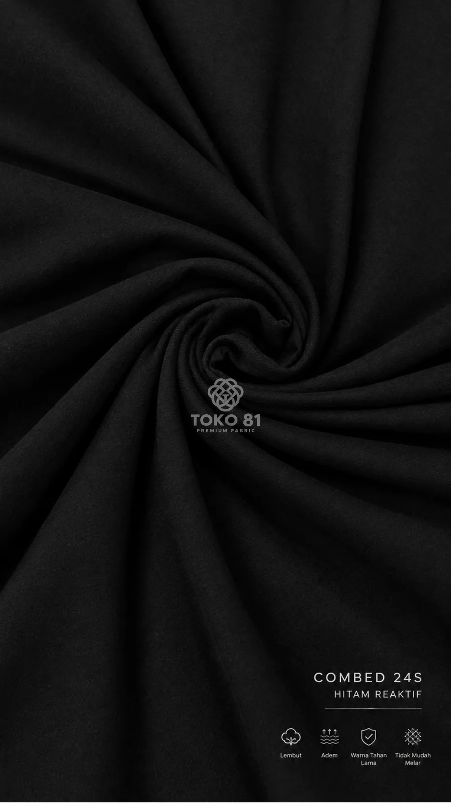 Kain Combed 24's - Hitam Reaktif